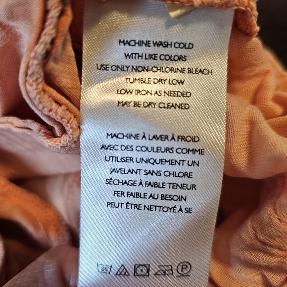 Pilcro Anthropologie Women's Gauze Micro Playsuit Overalls in Light Orange Peach - Picture 14 of 16